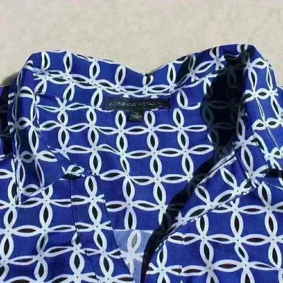 ADRIENNE VITTADINI Patterned Roll Tab Sleeve Silky Button Up Blouse Top Women XL - Picture 6 of 10